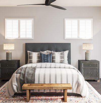 Modern, Bohemian, Farmhouse, Transitional, Global Bedroom Design by Rhonda Stanbury Interior Designer Lyndsi