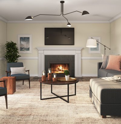Modern, Eclectic, Bohemian, Scandinavian Living Room Design by Rhonda Stanbury Interior Designer Lauren