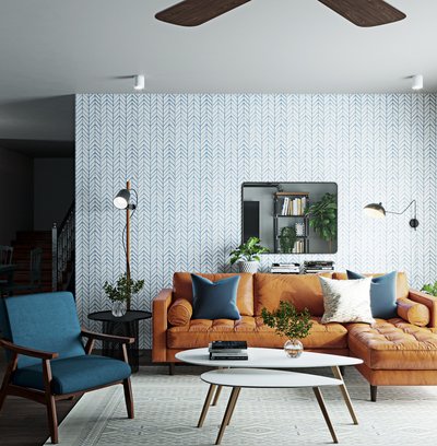 Midcentury Modern, Scandinavian Living Room Design by Rhonda Stanbury Interior Designer Justin