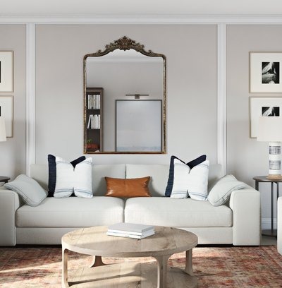 Modern, Classic, Coastal, Glam, Transitional, Preppy Living Room Design by Rhonda Stanbury Interior Designer Amanda