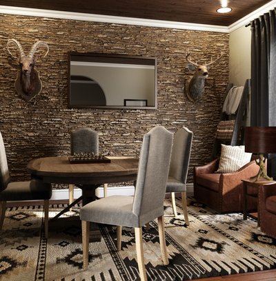 Farmhouse, Rustic, Library, Country, Southwest Inspired Living Room Design by Rhonda Stanbury Interior Designer Lisa