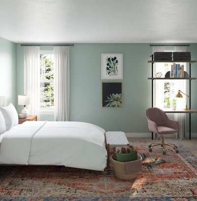 Eclectic, Bohemian, Midcentury Modern Bedroom Design by Rhonda Stanbury Interior Designer Jayme
