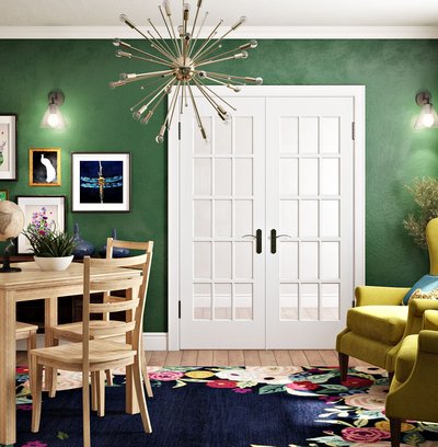 Eclectic, Bohemian, Library, Global, Midcentury Modern Office Design by Rhonda Stanbury Interior Designer Catrina