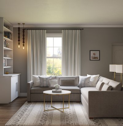 Transitional Living Room Design by Rhonda Stanbury Interior Designer Sara
