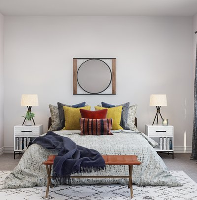 Contemporary, Eclectic, Bohemian Bedroom Design by Rhonda Stanbury Interior Designer Ariel