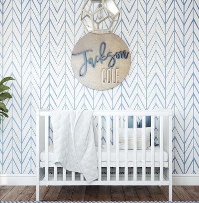 Contemporary, Coastal, Farmhouse, Transitional Nursery Design by Rhonda Stanbury Interior Designer Lyndsi
