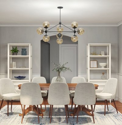 Contemporary, Classic, Bohemian, Midcentury Modern Dining Room Design by Rhonda Stanbury Interior Designer Amanda