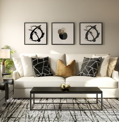 Contemporary, Modern, Transitional, Midcentury Modern Living Room Design by Rhonda Stanbury Interior Designer Danielle