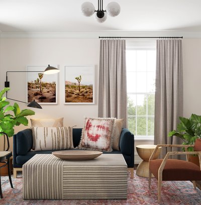 Modern, Eclectic, Transitional, Midcentury Modern Living Room Design by Rhonda Stanbury Interior Designer Leah