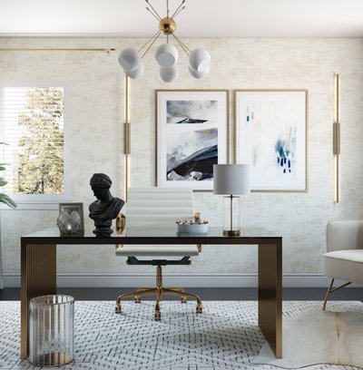 Contemporary, Modern, Preppy Office Design by Rhonda Stanbury Interior Designer Karen