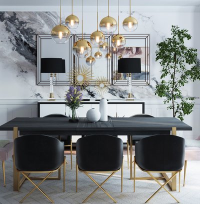 Glam Dining Room Design by Rhonda Stanbury Interior Designer Kamila