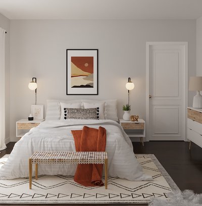Bohemian, Midcentury Modern, Scandinavian Bedroom Design by Rhonda Stanbury Interior Designer Andrea