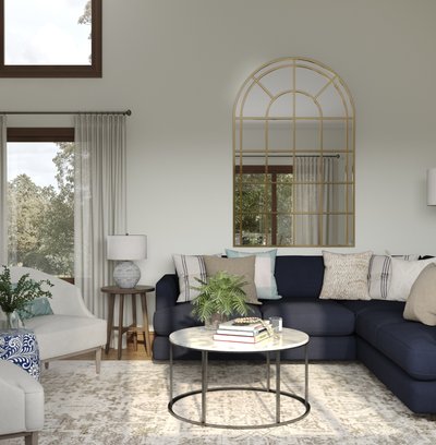 Contemporary, Bohemian, Farmhouse, Transitional, Midcentury Modern, Scandinavian Living Room Design by Rhonda Stanbury Interior Designer Lyndsi