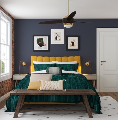 Eclectic, Bohemian, Midcentury Modern Bedroom Design by Rhonda Stanbury Interior Designer Alice