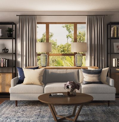Modern, Eclectic, Transitional Living Room Design by Rhonda Stanbury Interior Designer Barbara