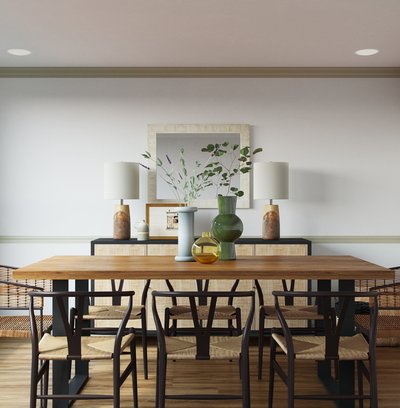 Coastal, Minimal, Scandinavian Dining Room Design by Rhonda Stanbury Interior Designer Erica