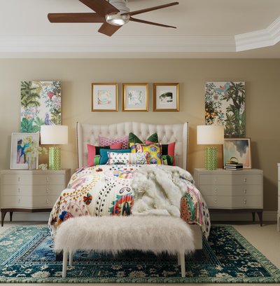 Contemporary, Eclectic, Bohemian Bedroom Design by Rhonda Stanbury Interior Designer Kristy