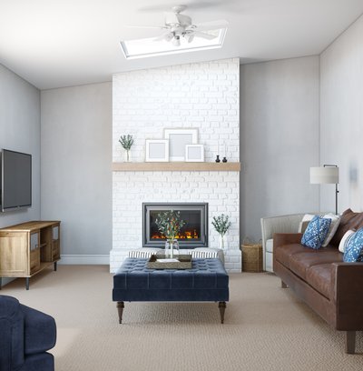Farmhouse, Rustic, Transitional Living Room Design by Rhonda Stanbury Interior Designer Angela