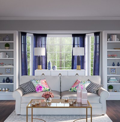 Classic, Preppy Living Room Design by Rhonda Stanbury Interior Designer Rebecca