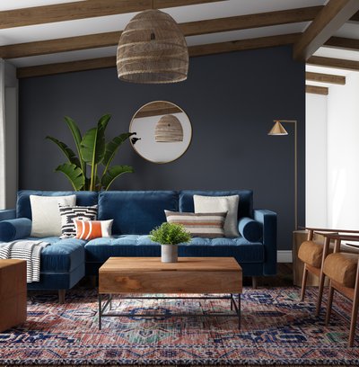 Bohemian Living Room Design by Rhonda Stanbury Interior Designer Angelli