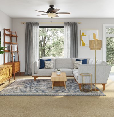 Modern, Eclectic, Bohemian, Global, Midcentury Modern Living Room Design by Rhonda Stanbury Interior Designer Masooma
