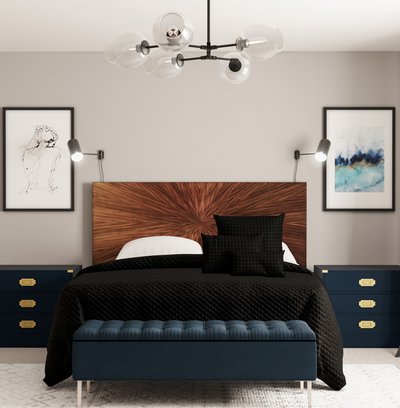 Modern, Coastal, Glam, Midcentury Modern, Minimal Bedroom Design by Rhonda Stanbury Interior Designer Grey