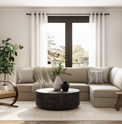 Modern, Bohemian, Global, Minimal, Scandinavian Living Room Design by Rhonda Stanbury Interior Designer Kasey