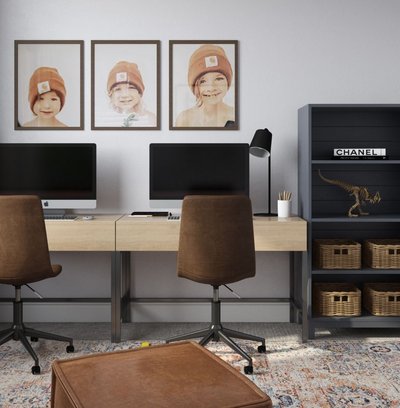 Modern, Bohemian, Industrial, Midcentury Modern Playroom Design by Rhonda Stanbury Interior Designer David