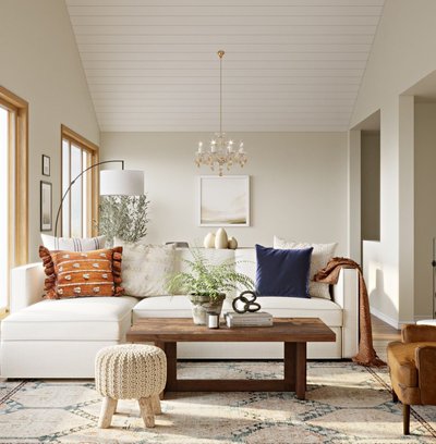 Contemporary, Modern, Bohemian, Rustic, Transitional, Midcentury Modern, Scandinavian Living Room Design by Rhonda Stanbury Interior Designer Lisa