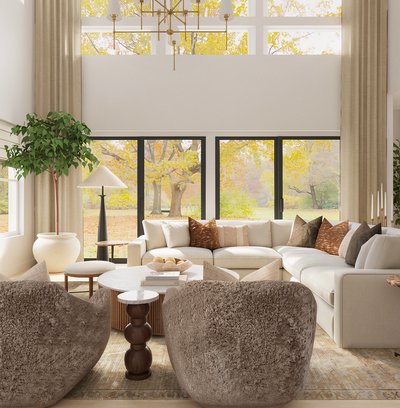 Modern, Bohemian, Farmhouse, Scandinavian, Inspired Modern, Contemporary Luxe, Organic Modern, Warm Transitional, New Classic Living Room Design by Rhonda Stanbury Interior Designer Anny