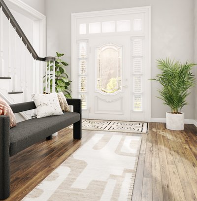 Eclectic, Bohemian, Midcentury Modern Entryway Design by Rhonda Stanbury Interior Designer Freddi