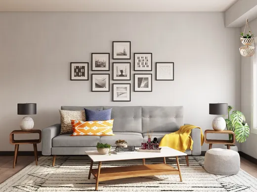 Living Room · Midcentury Modern designed by Deeksha