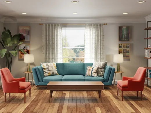 Living Room · Midcentury Modern designed by Rachel