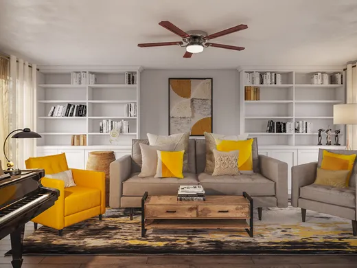 Living Room · Midcentury Modern designed by Essie