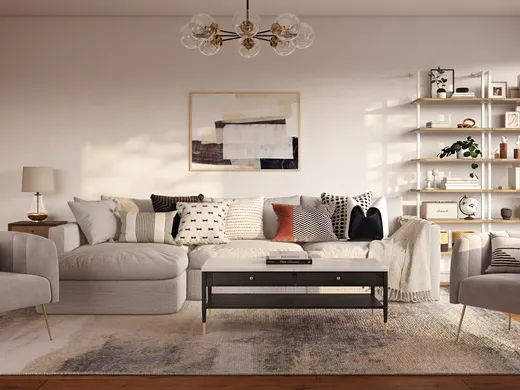 Living Room · Midcentury Modern designed by Pradnya