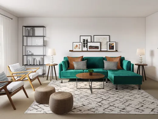 Living Room · Midcentury Modern designed by Savannah