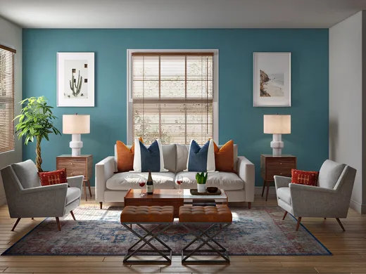 Living Room · Midcentury Modern designed by Brady