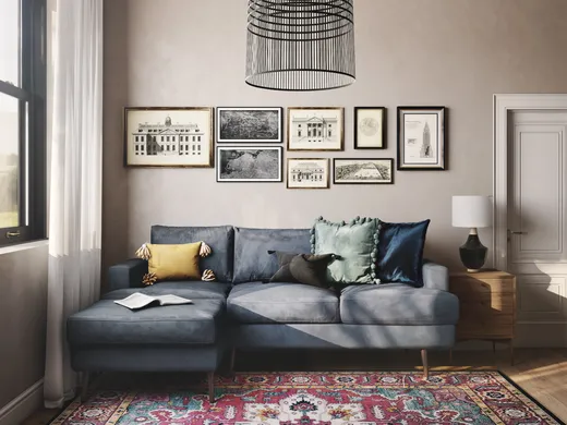 Living Room · Midcentury Modern designed by Pradnya