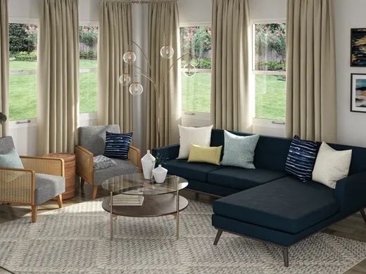 Living Room · Midcentury Modern designed by Patrice