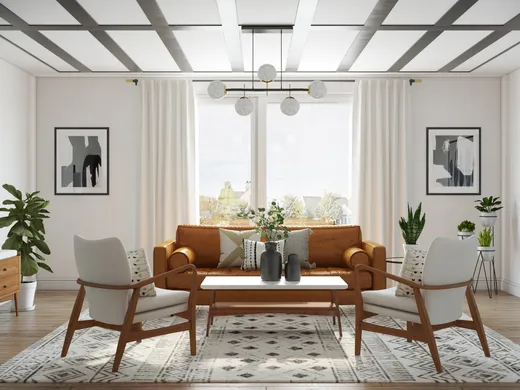 Living Room · Midcentury Modern designed by Laura