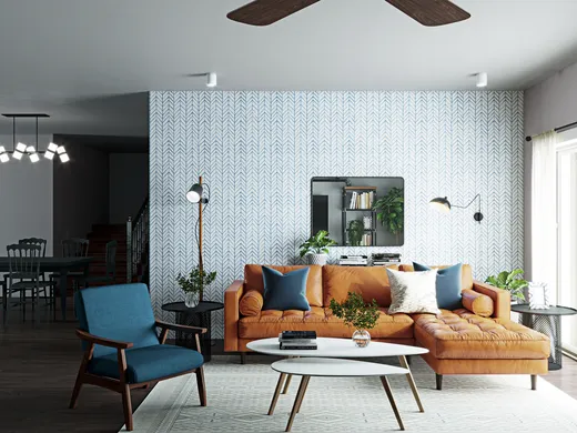 Living Room · Midcentury Modern designed by Justin