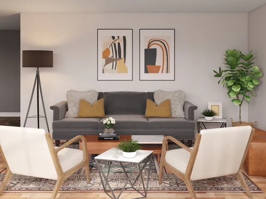 Living Room · Midcentury Modern designed by Kayla