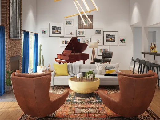 Living Room · Midcentury Modern designed by Cherise