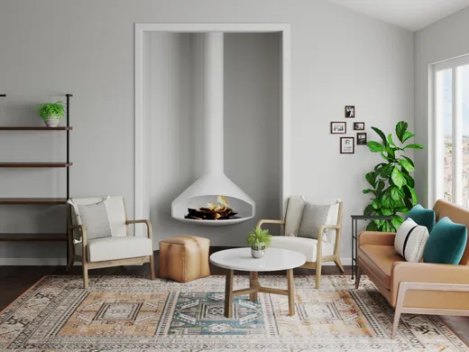 Living Room · Midcentury Modern designed by Megan