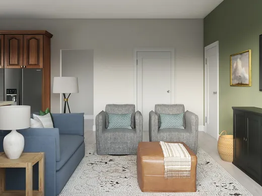 Living Room · Midcentury Modern designed by Caroline