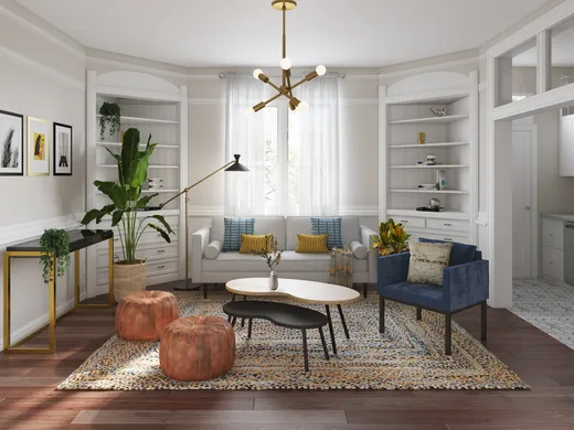 Living Room · Midcentury Modern designed by Weiran