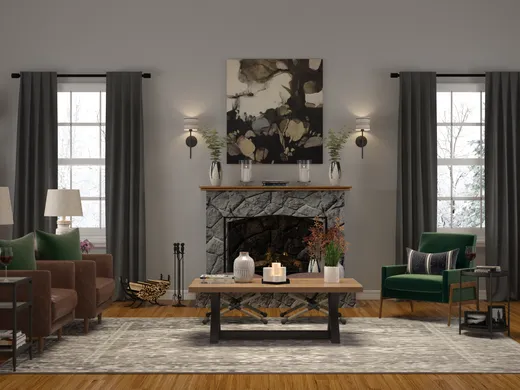 Living Room · Midcentury Modern designed by Brady