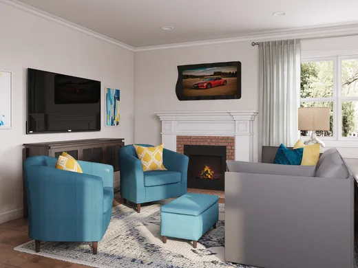 Living Room · Transitional designed by Erin