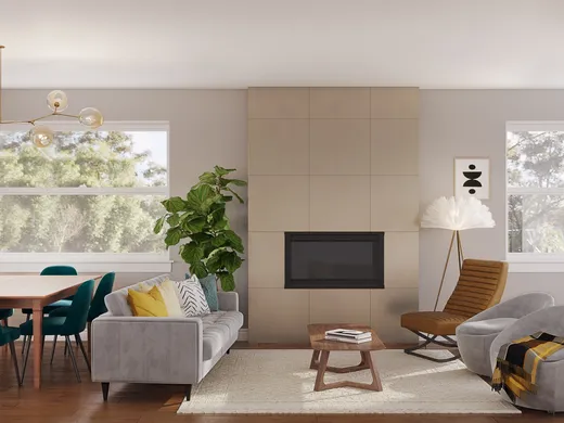 Living Room · Midcentury Modern designed by Liliana