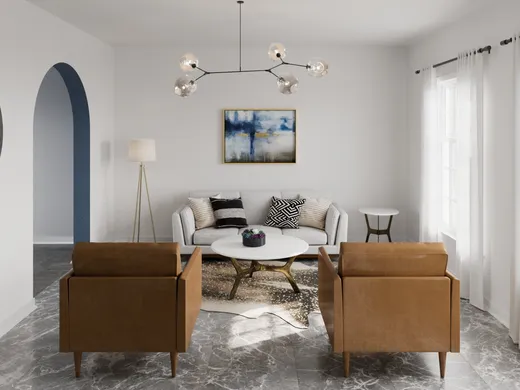 Living Room · Midcentury Modern designed by Abi